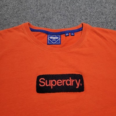 Superdry Shirt Mens Extra Large Orange Blue Core Logo Crewneck Organic Cotton SS