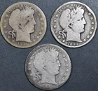 1894-POS 50C BARBER SILVER HALVES 3 Coins KM# 116 Grade: AG A7934