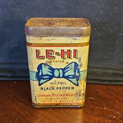 LE-HI Vintage Black Pepper Spice  Tin Can, 2 oz Spices & Extracts Advertising