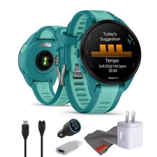 Garmin Forerunner 165 Music GPS Running Smart watch Bundle -  Turquoise/Aqua