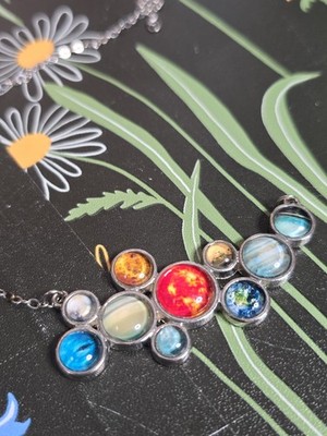 Clustered Solar System Bubble Bib Necklace Broken Needs New Chain