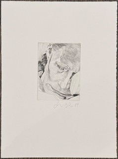 Johannes Grützke from the face etching on laid paper 1989 autographed and dated