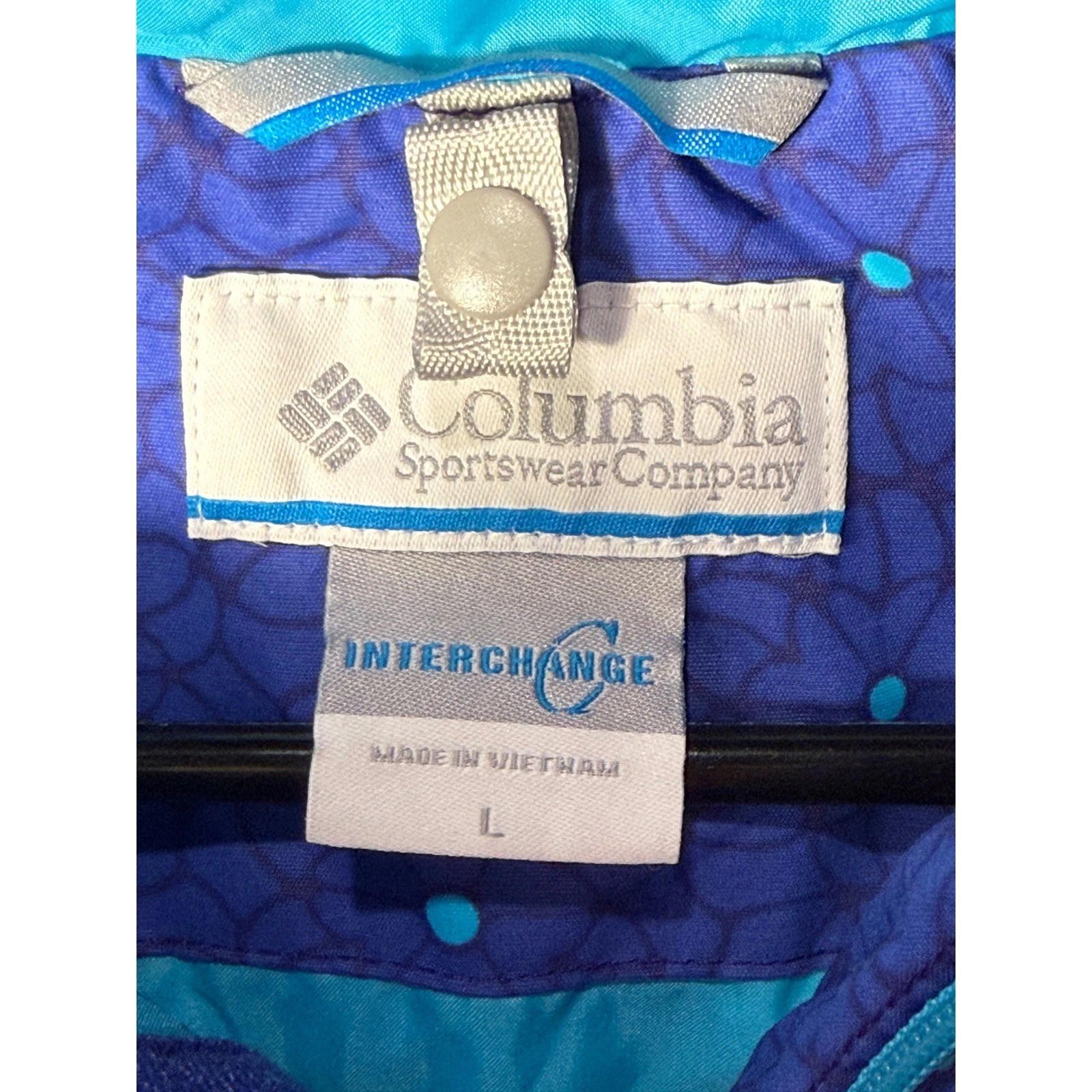 Columbia Interchange Hooded Windbreaker Jacket Purple Teal Outgrown Youth Large
