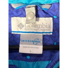 Columbia Interchange Hooded Windbreaker Jacket Purple Teal Outgrown Youth Large