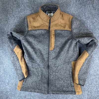 Ely Cattleman Outerwear Knit Contrast Jacket Mens Large Charcoal Gray Full Zip