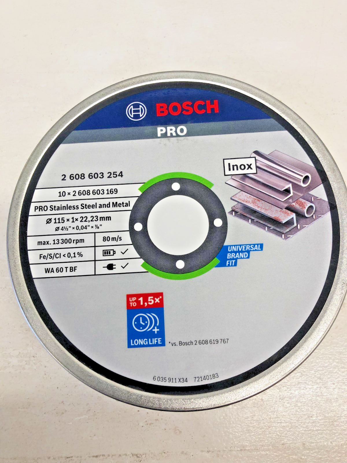 Bosch Grinding disc (Dia)115mm Pack of 10 1x 22 , 23mm 2608603254