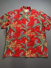 Paradise Found Mens Hawaiian Cotton Parrot Magnum P.I Shirt Large Made in Hawaii
