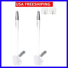 2 Pack Toilet Bowl Brush Without Holder for Bathroom, Under-Rim Double Brush ...