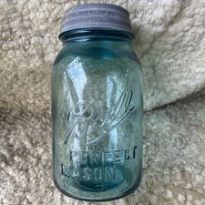Ball - Blue Perfect Mason Jar - Number #10 With Zinc Lid - 1923-1933 Vintage