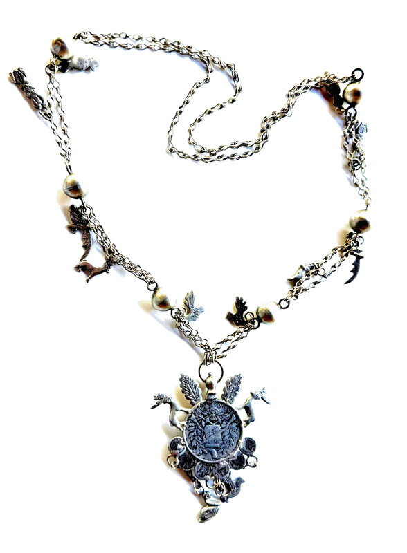GUATEMALAN MYAN CEREMONIAL NECKLACE WITH COIN - FETISHES