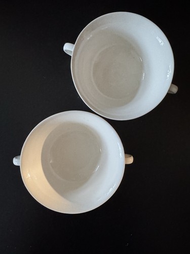 Wedgwood Embossed Etruria Cream on Cream 2 x Soup Bowls - Picture 2 of 5