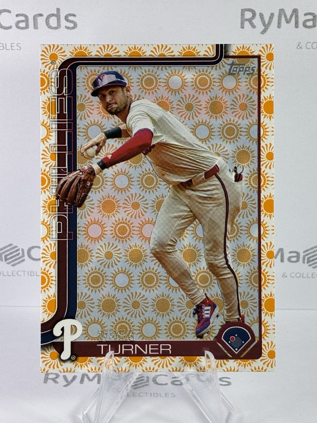 Trea Turner 2025 Topps Series 2 #450 Blaster Exclusive Holiday Sun Parallel