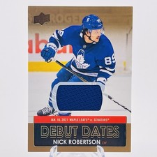 Nick Robertson Debut Dates Jersey 💎 2020-21 Upper Deck Rookie Patch DD-15