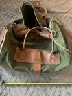 Orvis Green Canvas & Brown Leather Duffle Bag Zip Top Soft Case — photo 7
