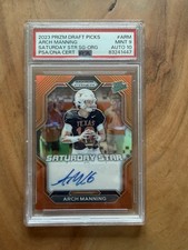 Arch Manning 2023 Prizm Draft ORANGE Saturday STAR AUTO #ARM /49 PSA 8 Rookie RC