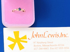 John Lewis Inc BOS 4.2mm Blu Sapphire 18K Gold Sq Ring Signed Handcrafted sz 5.5
