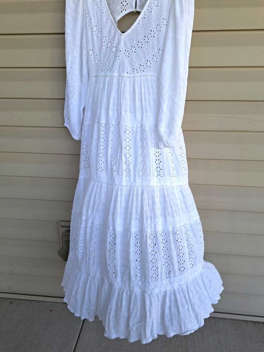 chinese dress ladies Women's Free People Morning Meadows Maxi Dress Large Pastel Blue Combo