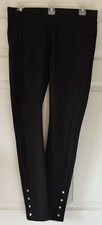WHBM Ponte Black Leggings Pant Sz Small Regular Silver Studs on Bottom Leg NWOT