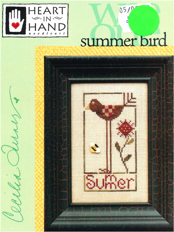 Heart in Hand SUMMER BIRD Cross StitchSS Leaflet ONLY ~ flower / simple sampler