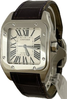 Cartier Santos 100 LM W20076X8 2656 Silber Automatik Herrenuhr TOP A6510