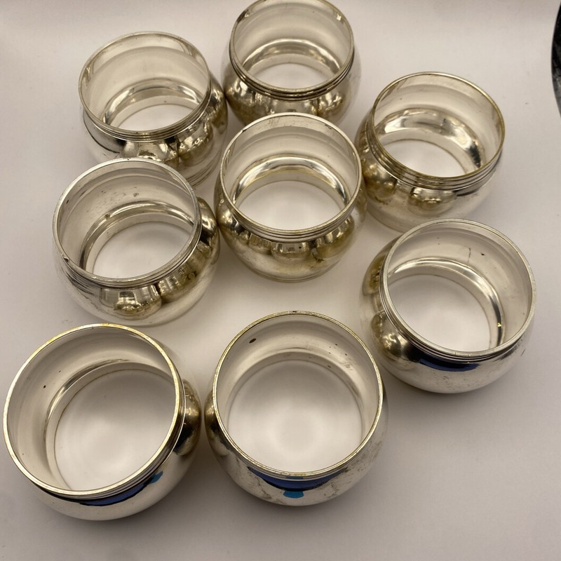 Vtg 1997 International Silver Co Silver Plated Set Of 8 Napkin Rings