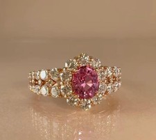 Oval Cut Pink Sapphire Ring 925 Sterling Silver Engagement Ring.