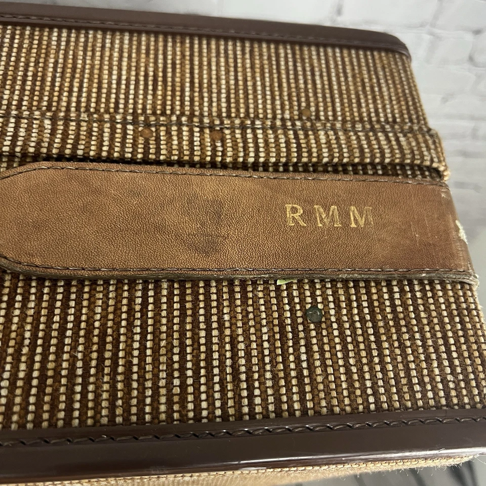 Maleta Hartmann de Colección Marrón 2 Piezas Cuero Tweed Ruedas Equipaje Combo Bloqueo Foto 3 de 4