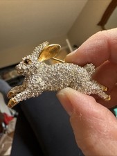 SIGNED CRYSTAL SWAROVSKI RABBIT PIN~ BROOCH 22KT GOLD PLATED RETIRED