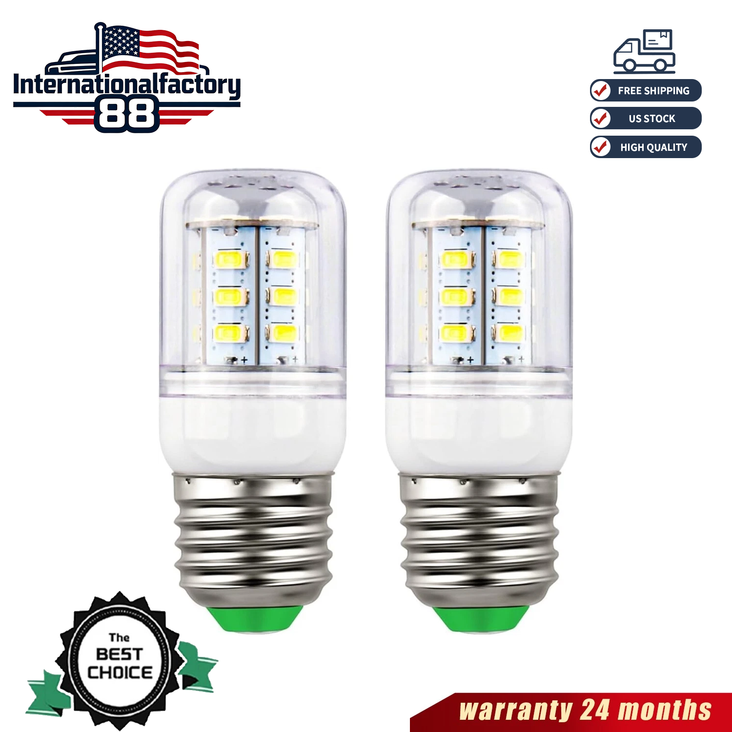 2 PCS 3.5w Led Refrigerator Light Corn Bulb For Frigidaire Kenmore 5304511738 US