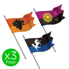 3 X FLAGS Medieval Knight Banners (Quality Vinyl) 1:32 Scale�Britains Style