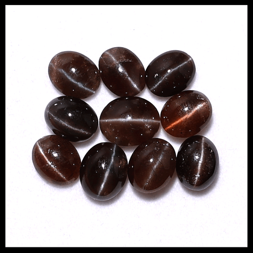 Mystic Flash ~ Lote de 10 piedras preciosas cabujón escapolita natural ojo de gato 9 mm-11 mm - Imagen 9 de 11