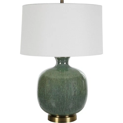 Uttermost 30238-1 Nataly Table Lamp Crackled Aged Green Glaze and Antique Brass - Picture 4 of 7