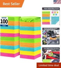 Microfiber Cleaning Cloth, 100 Pack Shop Towels, Micro Fiber Cloth for Cleani...