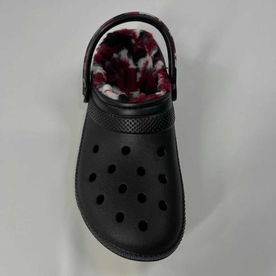 Zueco Crocs Clásico Forrado Camuflaje M7 W9 Negro Rojo Difuso Cálido Sin Cordones Zapatos Cómodos Foto 4 de 4