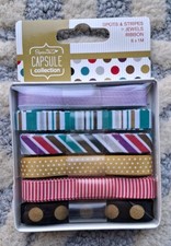 Docrafts Papermania Capsule Collection Spots & Stripes Jewels Ribbon 6 x 1 Meter