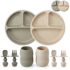 Baby Silicone Feeding Set Divided Suction Plate Tiny Cup