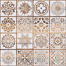 16Pcs 6x6in Mandala Stencils Reusable PET DIY Painting Craft Templates