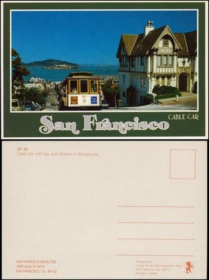 San Francisco Cable Car with bay and Alcatraz in Background 1990