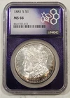 1881-S Morgan Dollar NGC MS66 Crescent Rainbow Toned Obv / DMPL Rev Purple Core