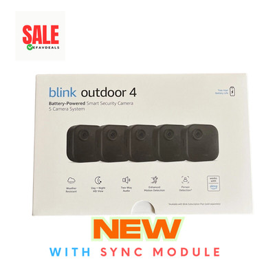  New 2024 Blink Outdoor 4 (4th Gen) 5 Camera Wireless HD Home Security System 