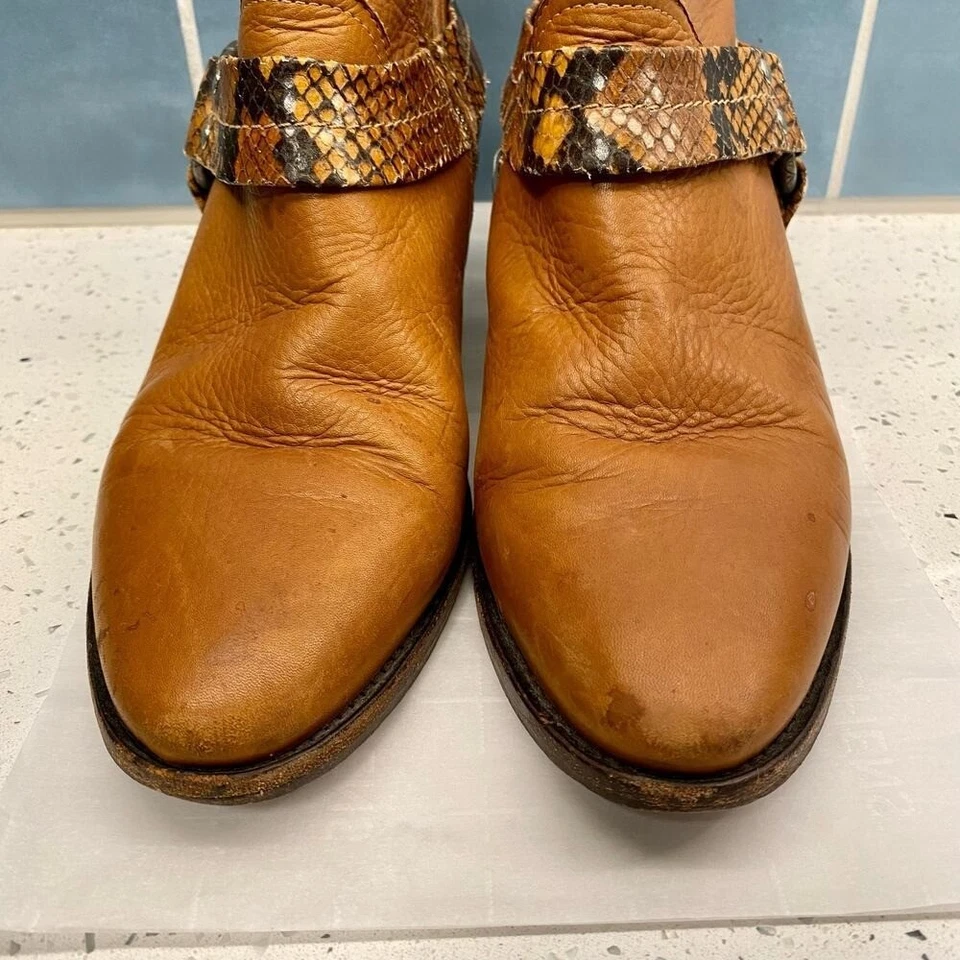 Botines Golden Goose Deluxe Bretaña Cuero Envejecido Efecto Serpiente 38 Foto 4 de 4