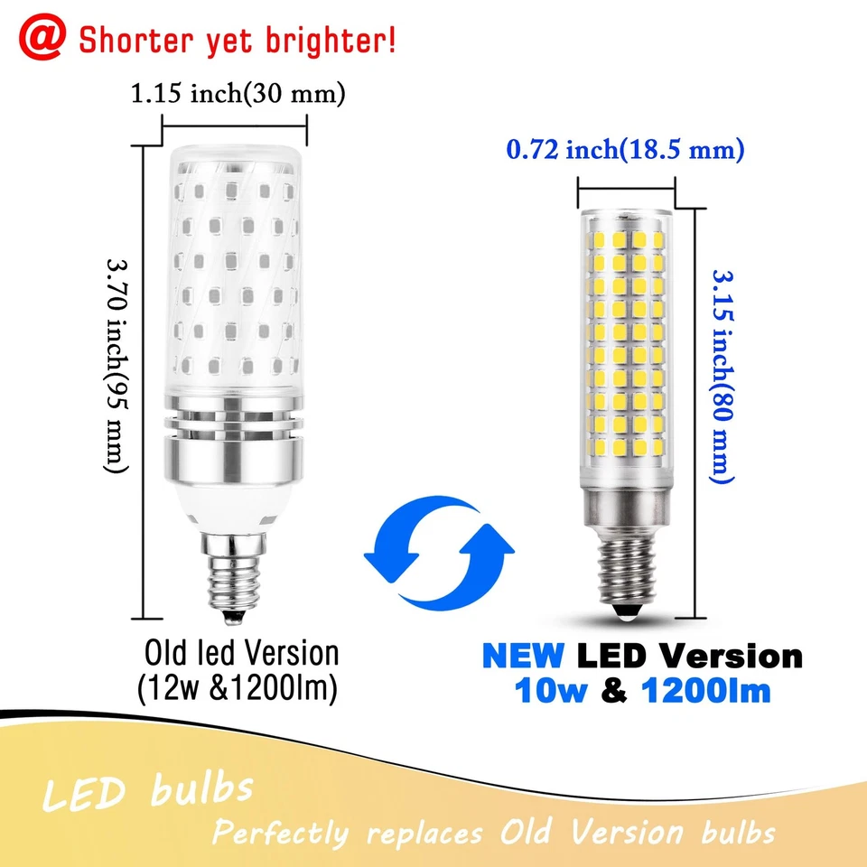E12 100 Watt Equivalent LED Corn Bulbs 10W 4000K Natural White 1200lm 120V C7... - Image 4 of 4