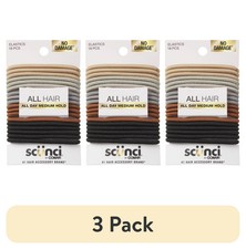  3 pack Scunci No Damage Elastic Ponytail Hair Ties, Multicolor, 18 Count