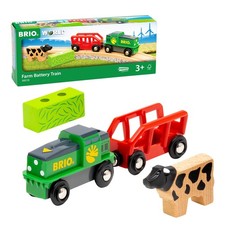 BRIO 36018 Treno Agricolo Elettrico in Legno Locomotiva su Binari 4 Pezzi