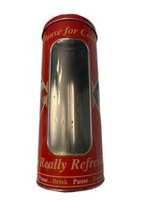 Vintage Coca-Cola Straw Dispenser Tin Red Metal Container with Wooden Knob 2003