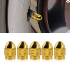 5PCS Tire Valve Stem Caps, Air Caps Cover, Aluminum Alloy Wheel Valve Stem Gold