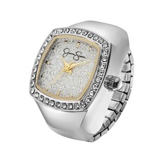 Jessica Simpson Women s Silver Adjustable Ring Watch Crystal