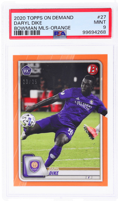 2020 Topps On Demand Daryl Dike Bowman MLS Orange #27 /25 PSA 9