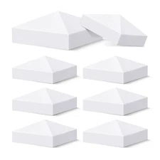 VIVIDA 4 x 4 Vinyl Post Caps 8-Pack, Pyramid White PVC Fence Post Caps for Ac...