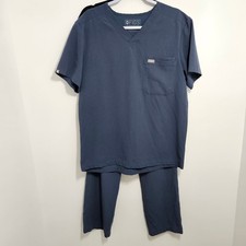 FIGS Technical Collection Womens Scrub Set V-Neck Top M Pants S Dark Harbor